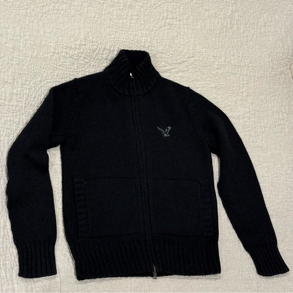 American Eagle Dark Heavy Knit Sweater Jacket